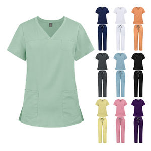 Confortable hôpital Medic haut à manches courtes pantalon droit doux gommages costumes Stretch Slim Fit infirmière hôpital uniforme pour les femmes - Product Image 4
