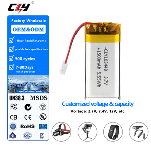 Fabrika Doğrudan Satış 500 Döngü 103448 10mm Kalınlıkta Lipo Pil 1500mah 3.7v GPS için Şarj Edilebilir Lityum Polimer Pil - Product Image 1