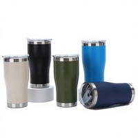 Gobelet isotherme portable en acier inoxydable 304 de 20 oz, forme cintrée, pour voiture/extérieur, bouteille d'eau, tasse à bière