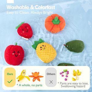 Juguetes de Peluche Sensoriales para Bebés, 16 Piezas, Frutas y Verduras para Clasificar por Color, Juguetes Educativos Personalizados con Sonido y Sonajero - Product Image 6