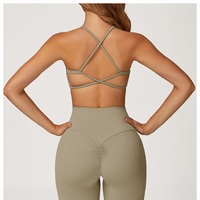 Ensemble de soutien-gorge de sport personnalisé sexy xxx à impact élevé en plastique kaki pour femme, idéal pour le dropshipping en plein air
