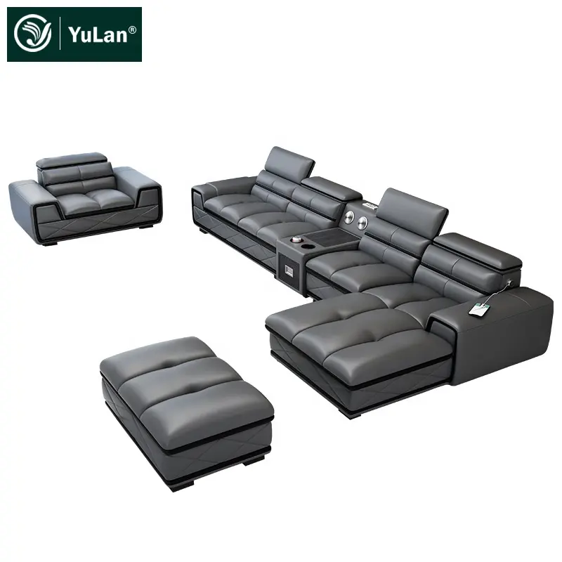 Living Room Modern Furniture Designs Leather L Shape Sectional Corner Tufted Luxury Sofa Set Couch Chair