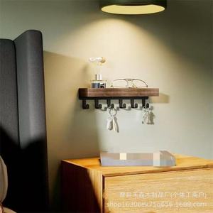 Wooden Key Rack <b>Wall</b> <b>Mounted</b> Multi Functional Storage <b>Shelf</b> For Living Room Kitchen Bedroom Simple Design Rectangle Shape - Product Image 3