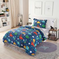Ensemble de couvre-lit matelassé pour enfants, dinosaure, double face, réversible, couvre-lit, couverture