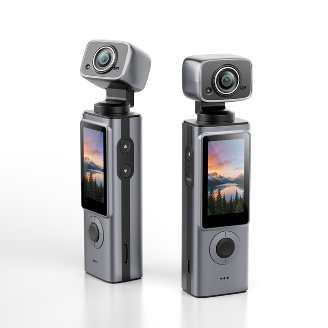 Latest 2K UHD Portable Pocket Camera 1.9'' Vlogging Camera with 270° Auto Rotatable Lens by manual