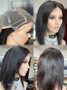 <strong>2026</strong> SHY <strong>New</strong> Design Shot Single Color PU Full Lace Natural Color <strong>Straight</strong> Medical Wigs Can Make Pixie Cut - Product Image 5