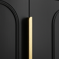 Armoire intégrée moderne en métal CE avec panneaux noirs mats et détails cintrés pour chambre d'appartement – Solution sur mesure OEM