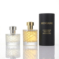 Flacons de parfum vides de luxe écologiques 50ml/100ml, flacon pulvérisateur en verre à col serti, cylindre en verre transparent avec bouchons pulvérisateurs rechargeables