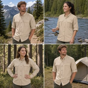 เสื้อเชิ้ตทำงาน OEM ผ้าริปสต็อป ระบายอากาศ กันน้ำ ป้องกันแสงแดด UPF 50+ เหมาะสำหรับตกปลา มีกระเป๋าหลายช่อง สไตล์ทหาร ขายส่งสำหรับกิจกรรมกลางแจ้ง - Product Image 6