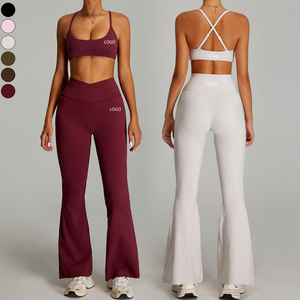 XW-TM0254Y-2 Set 2 Pezzi Yoga e Palestra: Reggiseno con Spalline Regolabili e <span class=keywords><strong>Pantaloni</strong></span> a <span class=keywords><strong>Vita</strong></span> <span class=keywords><strong>Alta</strong></span> Traspiranti di <span class=keywords><strong>Alta</strong></span> Qualità - Product Image 1