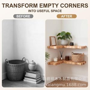 Wooden Floating Shelf For <b>Wall</b> <b>Display</b> With Natural Edge Design For Living Room Bedroom Storage Rack - Product Image 2