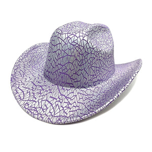 High Quality Pink Cowgirl Fedora Hats for Women Fashion Polyester Laser Pattern Shiny Party <strong>Cowboy</strong> Style - Product Image 4