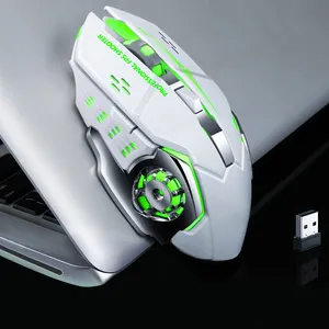 Mouse gamer sem fio recarregável, portátil, silencioso, 2.4g, usb, 6d, computador, rgb, led, brilhante, rgp, gamer, com botões laterais