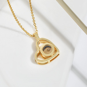 Vente chaude Écologique Argent <span class=keywords><strong>Couple</strong></span> Collier Perle Projection Pierre Pendentif Cent Langues Dire «Je t'aime» Mode - Product Image 6