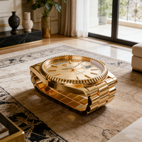 Table basse moderne en fibre de verre dorée, style luxe, forme montre-bracelet, décoration de salon Art Déco