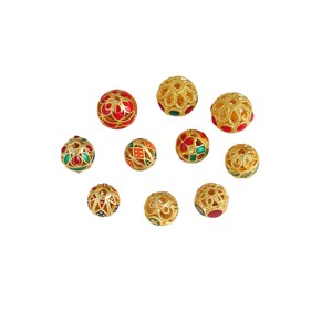 Cuentas de esmalte cloisonné redondas huecas con efecto de goteo de aceite, cuentas de la suerte para la fabricación de joyas DIY, pulseras, collares, accesorios al por mayor - Product Image 5