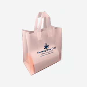 Bolsa de Compras de Plástico Rosa con Fondo Plano, Personalizada con Logotipo, Resistente, para Llevar Comida, con Cierre de Botón y Correa - Product Image 1