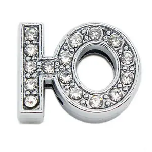 8mm Jewelry Diy Accessory Alloy Rhinestone Alphabet Sliding Russian Alphabet Slide Letters Charms Fit For Key Chain Wristband