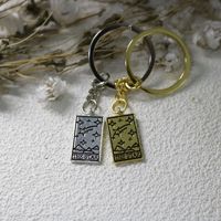 Yıldız Tarot Kartı Anahtarlığı, 13x30mm, Hediyeler ve Sırt Çantaları için Metal Vintage Tarzı, Altın ve Gümüş