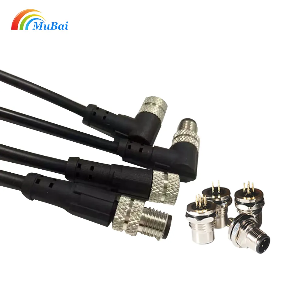 Customized Wire M12 Male Female Plug Socket 4 5 8 12pin straight circular cable M12 Sensor electrical wire connector