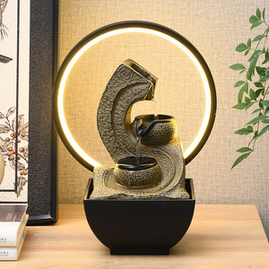 Adorno de agua corriente con retroiluminación, forma redonda, decoración de escritorio para oficina, sala de estar, regalo - Product Image 1