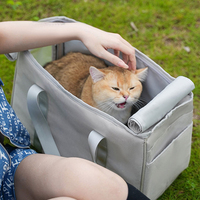 Tas Jinjing Hewan Peliharaan Portabel Lipat Musim Panas, Tas Kucing untuk Luar Ruangan, Tas Perjalanan Hewan Peliharaan, Tas Jinjing Bahu, Tas Kucing Ringan