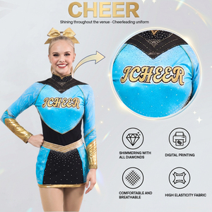 Servicio OEM y ODM, Uniforme <span class=keywords><strong>de</strong></span> Animadoras Personalizado con Mangas <span class=keywords><strong>de</strong></span> Malla Sublimadas, Alta Elasticidad, para Campeonato - Product Image 2