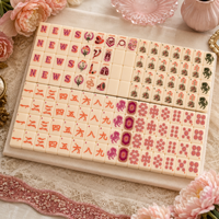 Tuiles de Mahjong roses à couche unique, design floral et bambou personnalisé, peintes à la main, écologiques, en acrylique, de luxe, Wild Mare