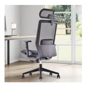 Kursi kantor ergonomis Modern, dudukan kain jaring penuh dengan sandaran kepala dapat diatur dan kursi putar
