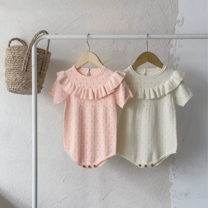 Venta al por mayor verano hueco transpirable gran volante cuello fino mono ropa de bebé recién <span class=keywords><strong>nacido</strong></span> - Product Image 5