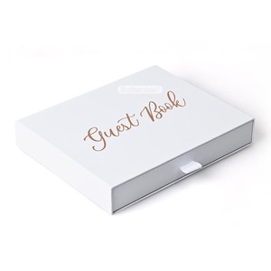 Recyclable Gold Foil Logo Paper Rigid Pull-Out Sleeve Jewelry Drawer <b>Gift</b> <b>Box</b> with Ribbon - Product Image 3