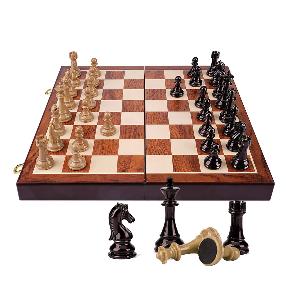 Easytoday — jeu d'échecs de luxe, pièces en métal ou en marbre, taille internationale, avec planche pliable en bois de 20 pouces