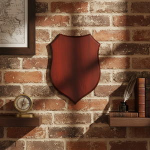 Letrero de pared de madera Crest Mahogany Shield 180x250x15mm sin soporte - Product Image 3