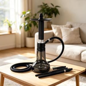 Kit Chicha Moderne Portable Noir Type Droit avec Tuyau, Foyer et Coffret Cadeau - Product Image 4