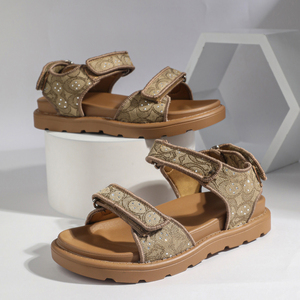 Nouvelles sandales compensées épaisses pour femmes 2026, avec strass et monogramme, ajustables par velcro, antidérapantes, décontractées, pour l'été et la plage, vente en gros - Product Image 2