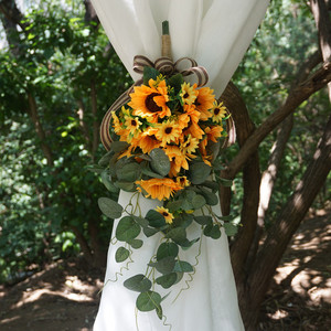 Décoration murale suspendue pour la maison et l'hôtel, rideaux à fleurs tombantes, décoration de porte et de cour, tournesol, eucalyptus, tournesol - Product Image 6