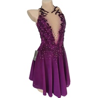 LIUHUO Robe de patinage artistique pour femmes Justaucorps à paillettes en maille sans manches Robes de danse dos nu pour le patinage artistique