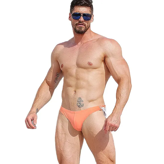New design swimwear beach men 100% nylon swim brief coverup swim briefs