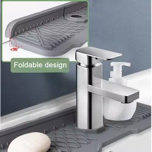 Tapis anti-éclaboussures pour robinet d'évier, tapis de drainage pliable à pente surélevée, tapis antidérapant pour savon pour évier - Product Image 5