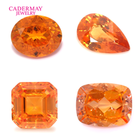 Saphir synthétique Cadermay taille coussin longue, couleur Fanta Orange, avec inclusions, pour la fabrication de bagues, bracelets et colliers