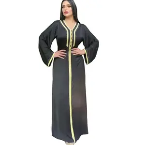 2021 sıcak satış İslam giyim artı boyutu uzun kollu kadın Abaya siyah İslami giyim müslüman uzun elbise fas elbise