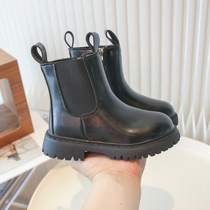 Bottes d'hiver pour enfants, bottines à talons épais de style britannique, bottes en cuir souple pour bébé, chaussures pour garçons et filles, Chaussures Pour Enfants - Product Image 6