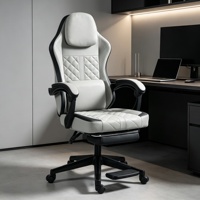 Chaise de jeu pivotante traditionnelle en gros avec logo personnalisé, dossier haut ergonomique en cuir PU, repose-pieds et accoudoirs réglables, rotation à 360 degrés