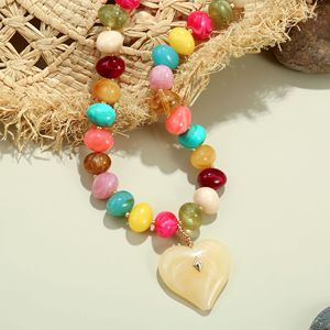 Collier ras du cou tendance avec pendentifs et breloques en acrylique coloré, <span class=keywords><strong>grand</strong></span> pendentif cœur rouge, bijoux pour femme, cadeau d'été pour la plage - Product Image 5