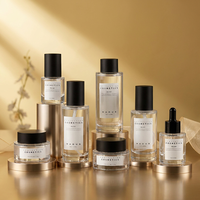 Vente directe du fabricant : Ensemble d'emballages en verre dépoli transparent, flacon de sérum ambré brun 50g, pot de crème pour les yeux 1oz, flacon compte-gouttes pour sérum