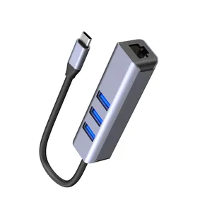 OEM USB集线器4端口Usb 3.0 RJ45以太网1000Mbps C型扩展坞，适用于三星MacBook Lenovo