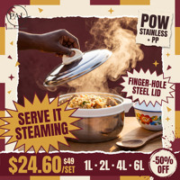 Ensemble de 4 casseroles de service pour cuisine, 1L, 2L, 4L, 6L, corps en acier inoxydable, couvercles avec poignées anneaux et boutons, poignées froides au toucher, pour fêtes de famille et mariages