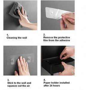 Portarotolo di carta igienica nera in acciaio inossidabile con rotolo di tessuto metallico con ripiano e coperchio della scatola di <span class=keywords><strong>salviette</strong></span> umidificate e conservazione del cassetto - Product Image 6