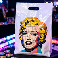 Sacs d'emballage portables et jetables en plastique découpé, motif Mosaïque Pop Art Créatif Marilyn Blanc, pour produits de marché et cadeaux