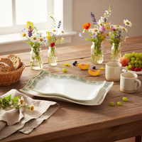 Service de table en porcelaine verte de style européen de haute qualité pour mariage, avec boîte cadeau, vente en gros, logo personnalisé, OEM
